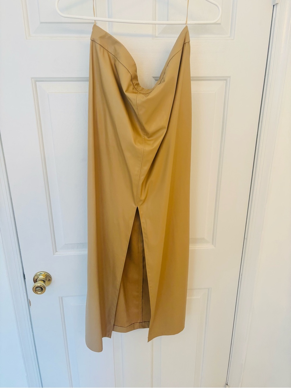 Zara‎ Camel Faux Leather Maxi Skirt Capsule Quiet Luxury Preppy Casual - Picture 4 of 8